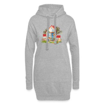 Maison de rêve pour tomber amoureux - Villa avec grand jardin - Sweat-shirt à capuche long Femme - gris chiné - Devant