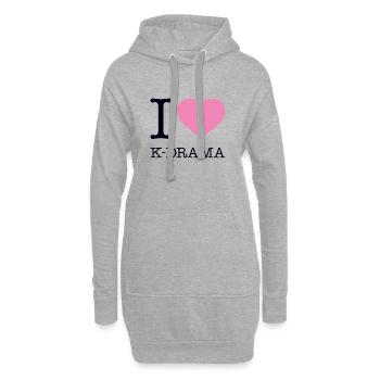 J’ADORE K-DRAMA - Sweat-shirt à capuche long Femme - gris chiné - Devant