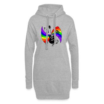 Gitarre mit Regenbogen- und Musiknoten - Hoodie-Kleid - Grau meliert - Vorne