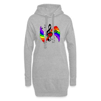 Klaviermusiktaste mit Regenbogen und Musikanmerkungen - Hoodie-Kleid - Grau meliert - Vorne