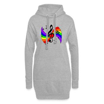 Musiktaste mit Regenbogen und Musiknoten - Hoodie-Kleid - Grau meliert - Vorne