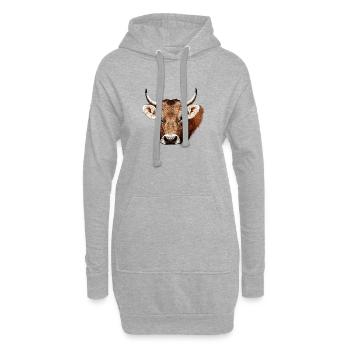 süße tierdesigns mädchen, kuh beige, rustikal - Hoodie-Kleid - Grau meliert - Vorne