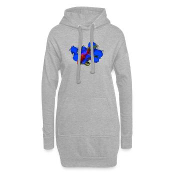 wassertiere, schleierschwanz Goldfisch - Hoodie-Kleid - Grau meliert - Vorne