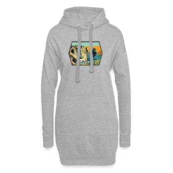 Badge retro, Algarve Portugal, plage été soleil - Sweat-shirt à capuche long Femme - gris chiné - Devant