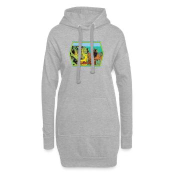 Badge retro, Algarve Portugal, plage été soleil - Sweat-shirt à capuche long Femme - gris chiné - Devant