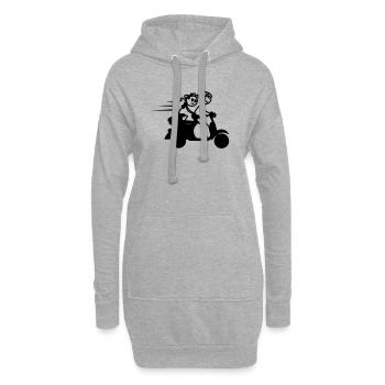 Roller mit Strichmännchen für Jungen und Mädchen - Hoodie-Kleid - Grau meliert - Vorne