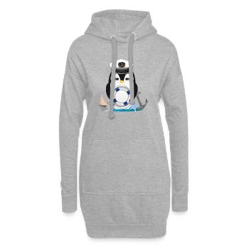 pingouin mignon en tant que capitaine au look marine - Sweat-shirt à capuche long Femme - gris chiné - Devant
