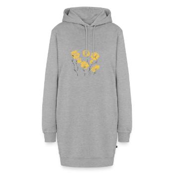 Gelbe Blumen - Hoodie-Kleid - Grau meliert - Vorne - AI Model Female 172 light (172cm)