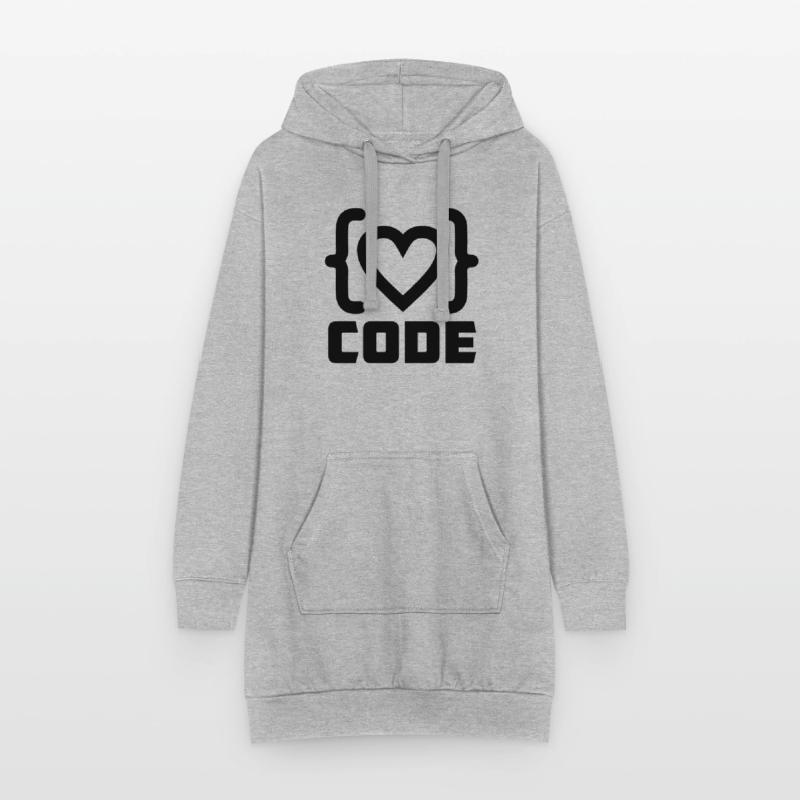 Heart programmer code logo with text CODE Hoodie Dress