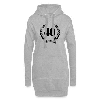 Lauwerkrans 40 ans avec numéro et année de bannière - Sweat-shirt à capuche long Femme - gris chiné - Devant