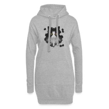 Katze schwarz weiss, Puzzles, pet prints - Hoodie-Kleid - Grau meliert - Vorne