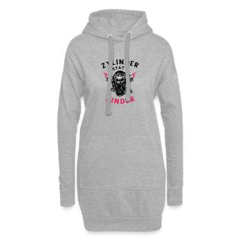 Zylinder statt Kinder Motorrad Design - Hoodie-Kleid - Grau meliert - Vorne