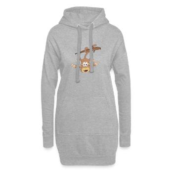Hängender Affe - Hoodie-Kleid - Grau meliert - Vorne