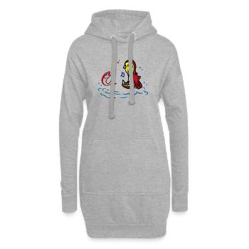 Hippo und Fisch singen im Duett - Hoodie-Kleid - Grau meliert - Vorne