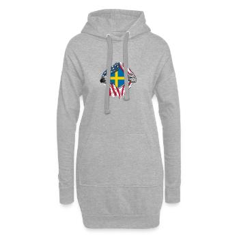 Drapeaux d'amitié USA Suède - Sweat-shirt à capuche long Femme - gris chiné - Devant