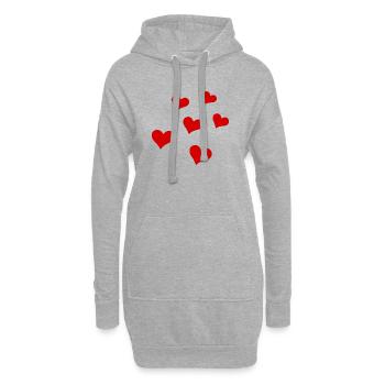 Verstreute Herzen - Hoodie-Kleid - Grau meliert - Vorne