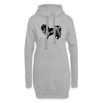 Épagneul du Tibet - Sweat-shirt à capuche long Femme - gris chiné - Devant