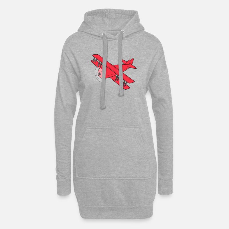 Flugzeug Doppeldecker - Hoodie-Kleid - Grau meliert