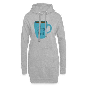 Coffee first - Hoodie-Kleid - Grau meliert - Vorne