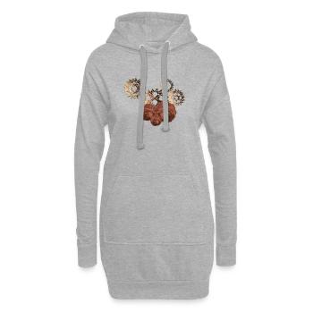 tolle steampunk mode, Zahnräder und Rosenmuster - Hoodie-Kleid - Grau meliert - Vorne
