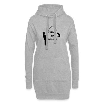 Pardon j'ai pêché - Sweat-shirt à capuche long Femme - gris chiné - Devant