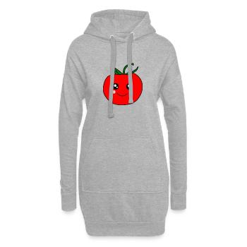 Tomate rot rote Tomate Tomaten - Hoodie-Kleid - Grau meliert - Vorne