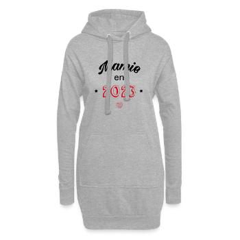 Mamie en 2023 - Sweat-shirt à capuche long Femme - gris chiné - Devant