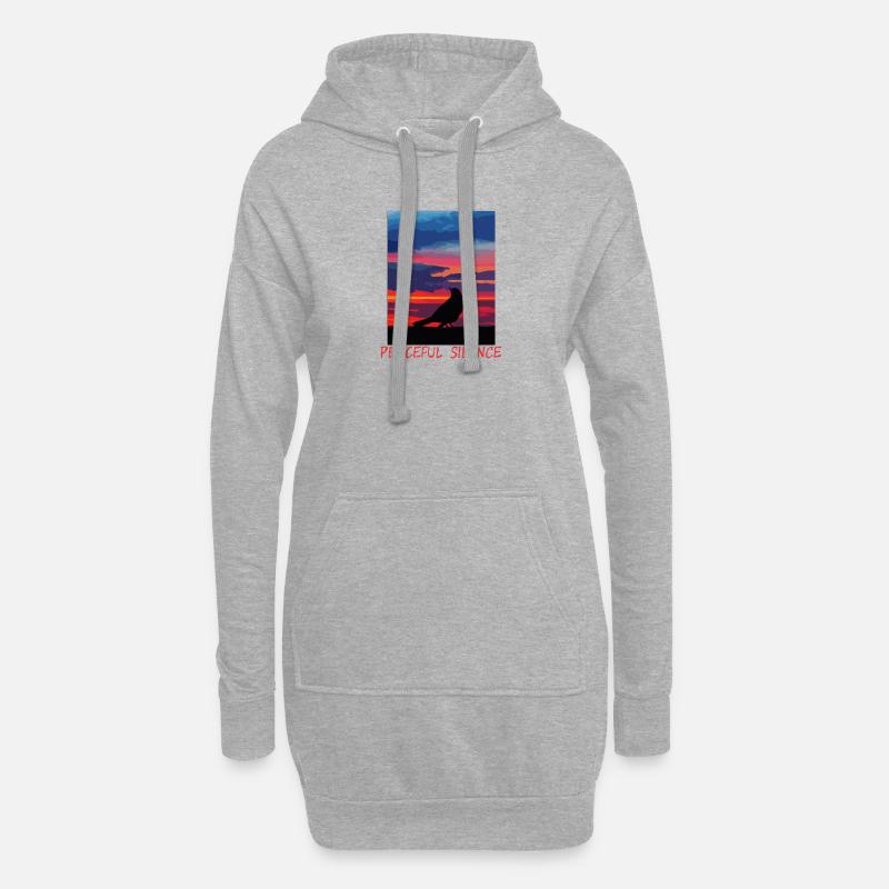 Vogel am Abendhimmel Frieden - Hoodie-Kleid - Grau meliert