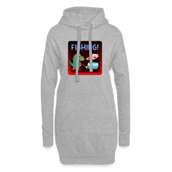 DINOSAURE DE PÊCHE DRÔLE - SAUCE SOJA SUSHI - Sweat-shirt à capuche long Femme - gris chiné - Devant