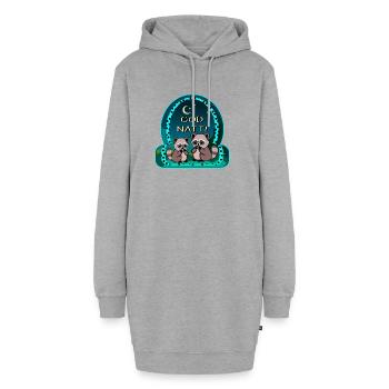 BONNE NUIT - Couple de ratons laveurs - Sweat-shirt à capuche long Femme - gris chiné - Devant