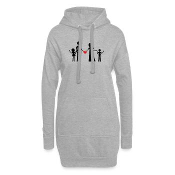 Family of four persons, boy and girl, silhouettes - Hoodie Dress - heather grey - Front