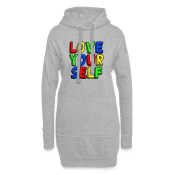 Liebe dich selbst bunte Pop Art - Hoodie-Kleid - Grau meliert - Vorne