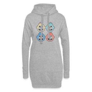 4 singes heureux - Sweat-shirt à capuche long Femme - gris chiné - Devant