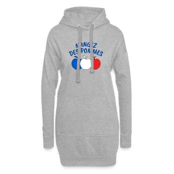 pomme, mangez des pommes - Sweat-shirt à capuche long Femme - gris chiné - Devant