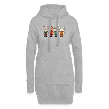 Entzückende Tiere bereit für den Winter - Hoodie-Kleid - Grau meliert - Vorne