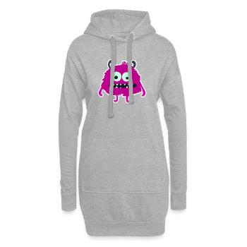 Lila, pelziges Monster | Süßes, albernes Wesen - Hoodie-Kleid - Grau meliert - Vorne
