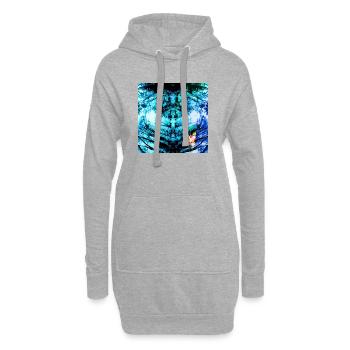 Blauer Psychedelischer Schmetterling - Hoodie-Kleid - Grau meliert - Vorne