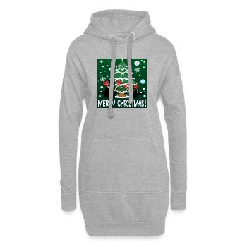 JOYEUX NOËL - DRÔLES DE CHATS - PISTON DE TOILETTE - Sweat-shirt à capuche long Femme - gris chiné - Devant
