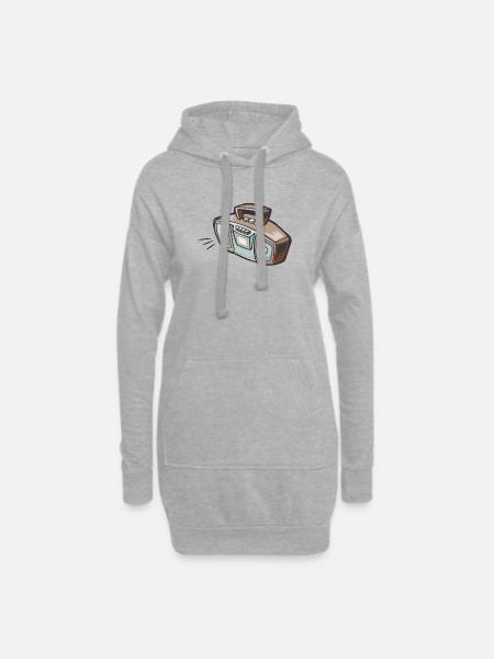 Radiorekorder Sound-Machine - Hoodie-Kleid - Grau meliert