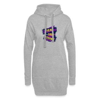 J’adore la techno - Sweat-shirt à capuche long Femme - gris chiné - Devant