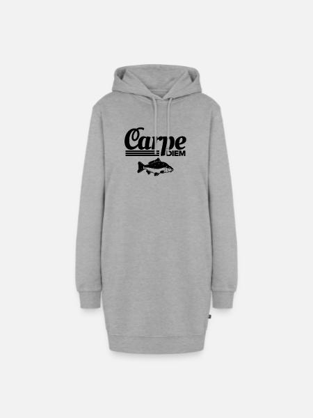 Angeln, Fischer, Karpfen - Hoodie-Kleid - Grau meliert