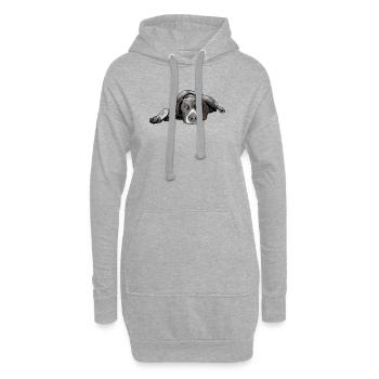 Pointeur German Shorthair - Sweat-shirt à capuche long Femme - gris chiné - Devant