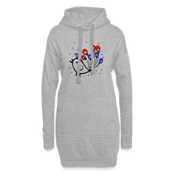 Karneval, Fasching, Spatz - Hoodie-Kleid - Grau meliert - Vorne