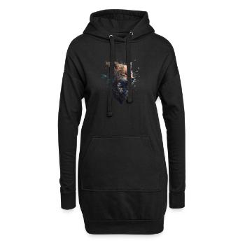 Tête de renard abstraite dépassant d’une forêt - Sweat-shirt à capuche long Femme - noir - Devant