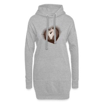 zauberhaftes süßes Igel Paar mit Herz - Hoodie-Kleid - Grau meliert - Vorne