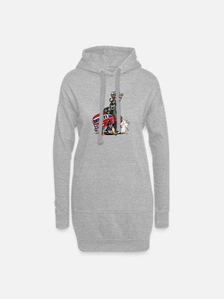 Feuerwehr Brandschutz Feuerwehrauto Lebensretter - Hoodie-Kleid - Grau meliert