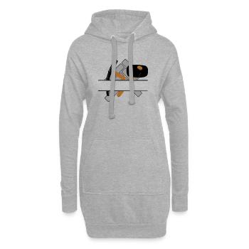 Pflastererlogo mit transparenter Stange dazwischen - Hoodie-Kleid - Grau meliert - Vorne