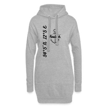 Rostock Koordinaten Ostsee Maritim - Hoodie-Kleid - Grau meliert - Vorne