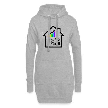 Farbige Grafik junger Mann auf Laptop im Haus - Hoodie-Kleid - Grau meliert - Vorne
