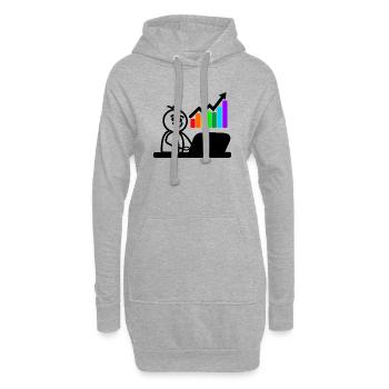 Glücklicher junger Mann auf Laptop farbige Karte - Hoodie-Kleid - Grau meliert - Vorne